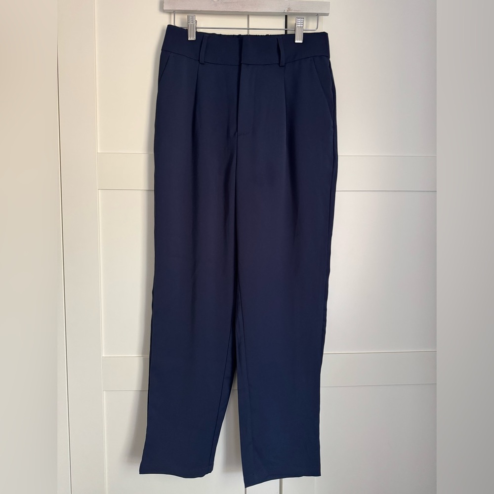 NWT Halara Flex Mid Rise Straight Leg Work Pants Navy Blue S Office Business